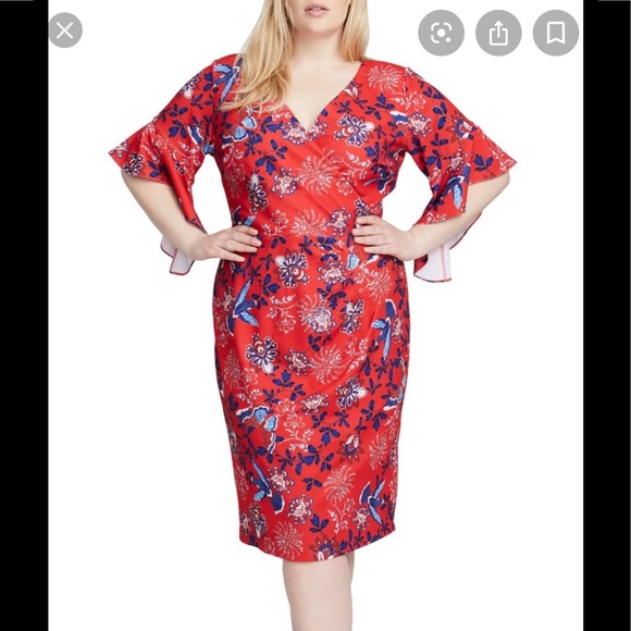 RACHEL Rachel Roy Dresses & Skirts - Rachel Rachel Roy 18W red floral flutter sleeve